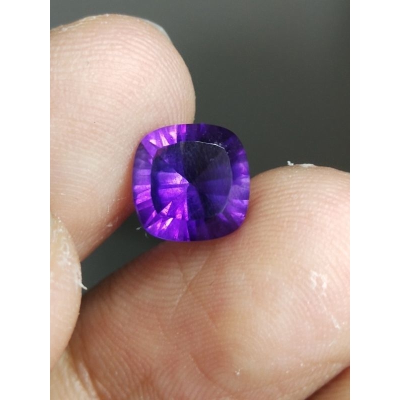 Natural Amethyst 8 x 8 x 5.5 mm 2.1 Ct Kecubung Ungu Tua NTD Super Square Concave Cutting Code 1354
