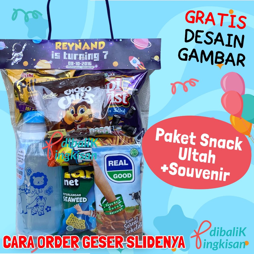 

PAKET SNACK ULANG TAHUN SOUVENIR ANAK / BINGKISAN / PERNIKAHAN / NATAL / SNACK ULTAH LANGIT GRATIS LABEL