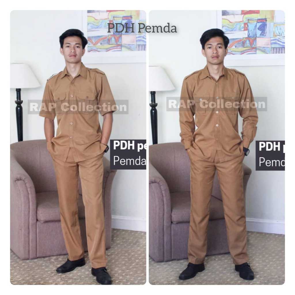 PDH Pemda (Khaki) Pria (Lengan Pendek & Panjang) by Azkia