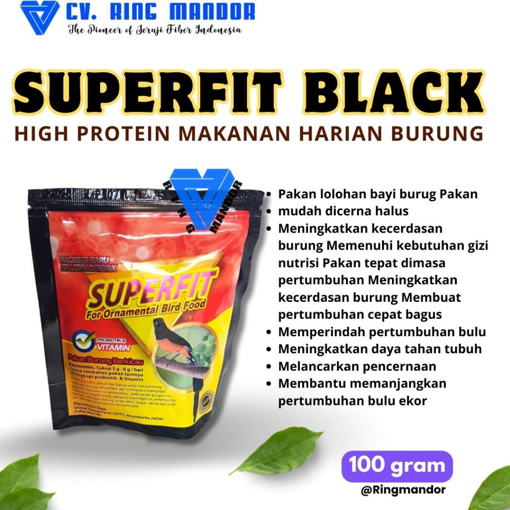 SUPERFIT BLACK HIGH PROTEIN MURAI KACER CUCAK PUR SUPERFIT HITAM PAKAN MAKANAN TERNAK BREEDING BURUN
