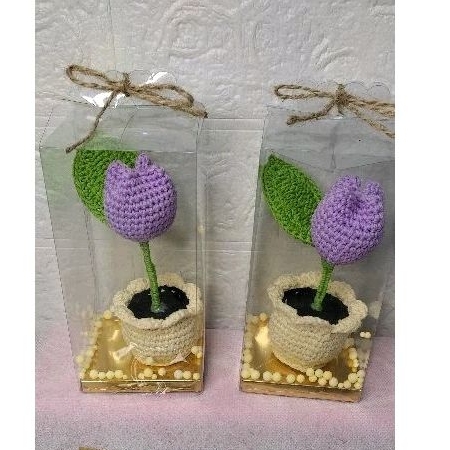 bunga rajut tulip / rajutan /bunga rajut /hiasan meja bunga