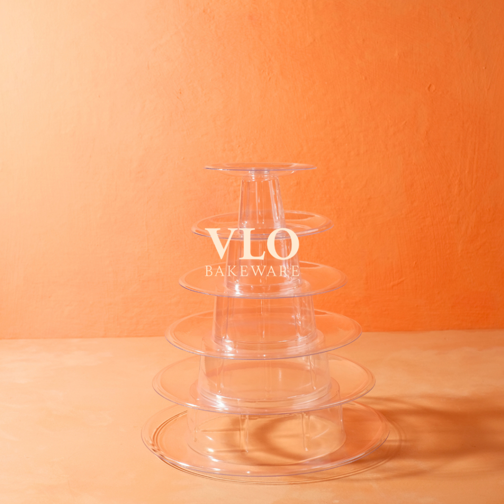 Cake macaroon choux tower tingkat bahan plastik tebal | cake display tempat cake tingkat | display m