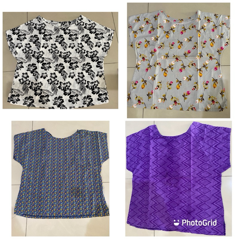 blus blouse baju atasan jumbo wanita perempuan bahan katun adem tangan pendek motif