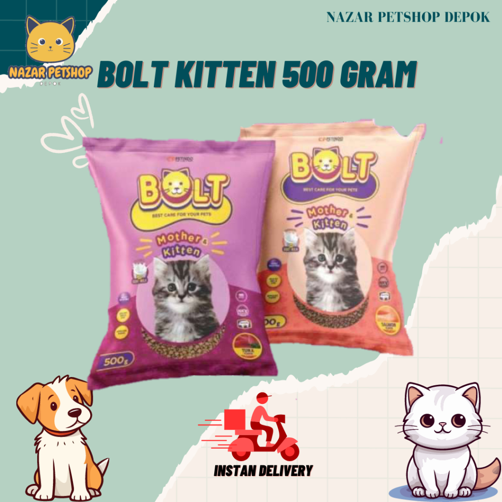 Makanan kering bolt kitten 500 gram | Dry food bolt kitten