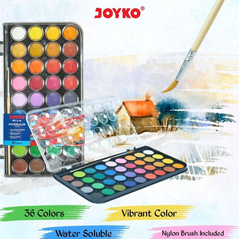 

KODE V54P Joyko Watercolor Set Cat Air WC336 Isi 36 Warna