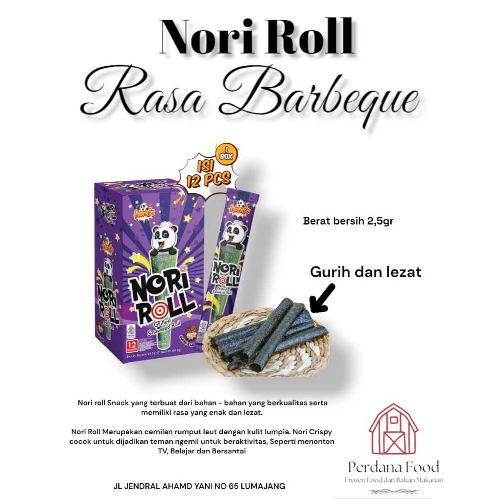 

(NORI GO) NORI ROLL 1 BOX ISI 12PCS SNACK RUMPUT LAUT RASA BBQ