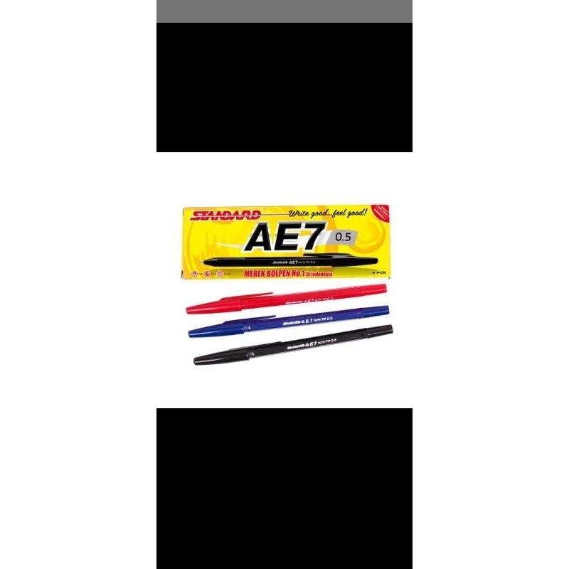 

Bolpen/Pulpen/Pena Standard AE 7 Hitam 0.5 1 Pak Isi 12 Pcs