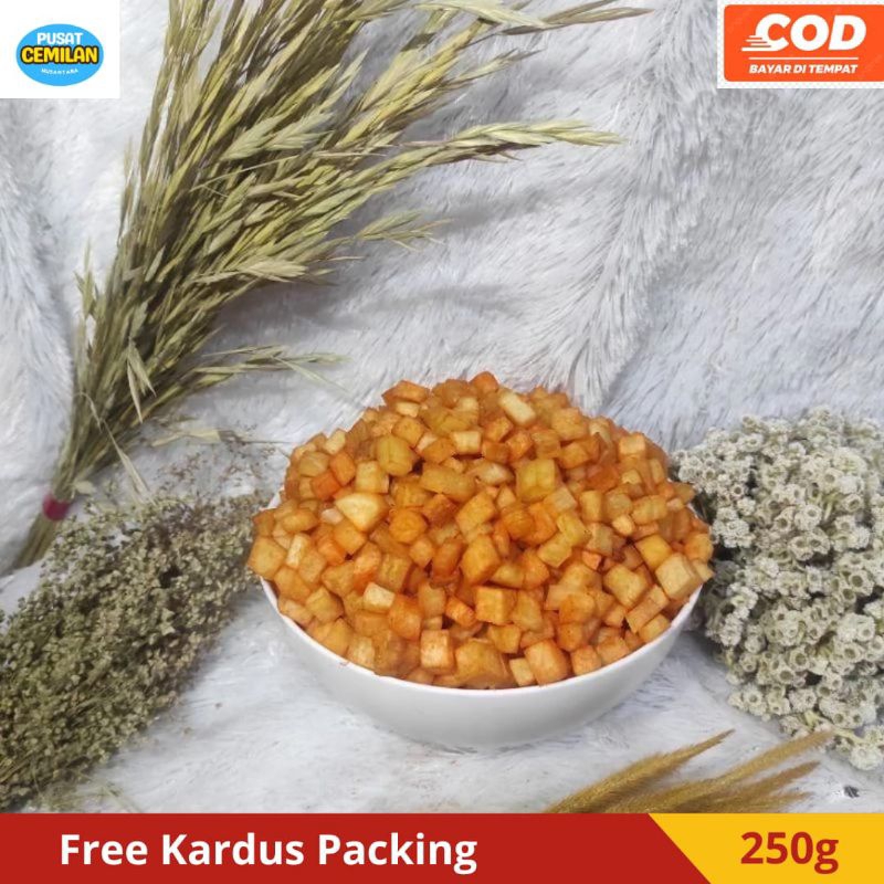 

Snack Kiloan | Makanan ringan | Murah Enak Gurih | Camilan Cemilan Balok Singkong Balado | Balok Ketela | Pohong Goreng | Ganepo | Singkong Kotak Dadu premium | Renyah Isi 250 gram.