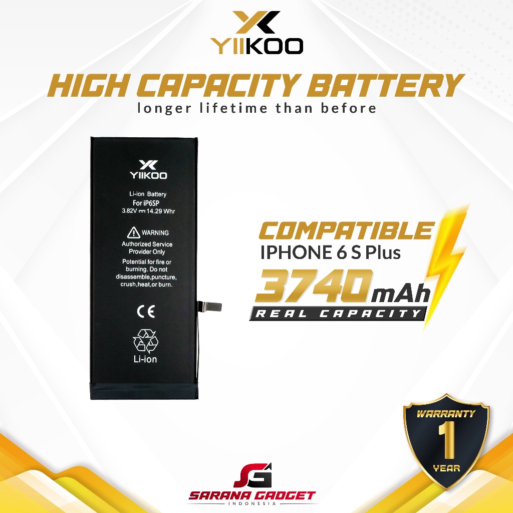 YIIKOO Baterai Iphone 6S PLUS 6S+ Batre Batrai Battery Dual Double Power HP Handphone Original Apple