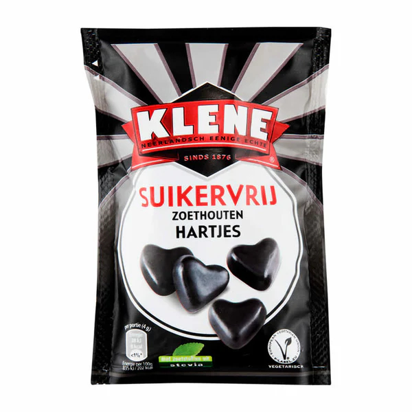 

Klene Suikervrij Zoethouten Hartjes Heart Licorice Sugar Free 110 Gram