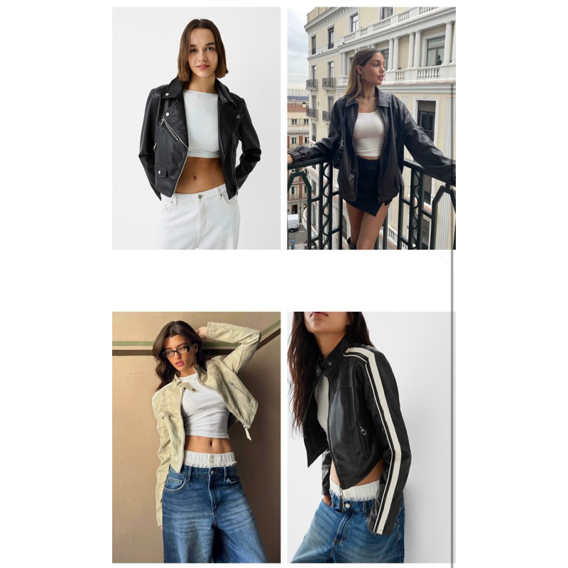 Ready Jasa titip jastip oversize outer blazer short crop biker leather syntetis shirt zipper shirt j
