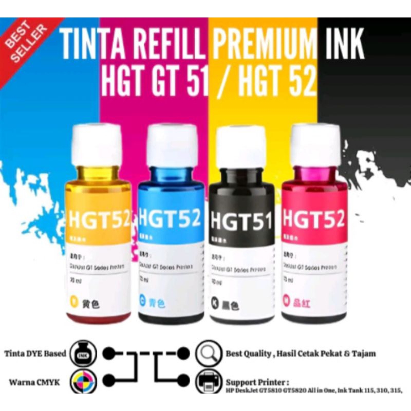 Tinta Refill GT 51 90ml Premium For Printer HP 15 310 315 410 (No Box)