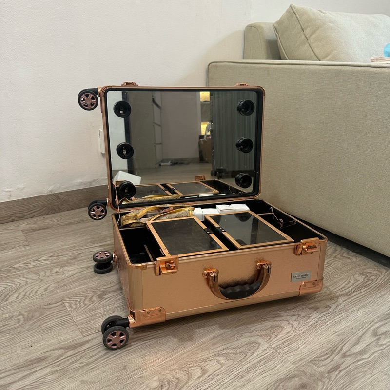 preloved beauty case sonia miller diamond series rose gold cabin size - tas makeup second koper mulu