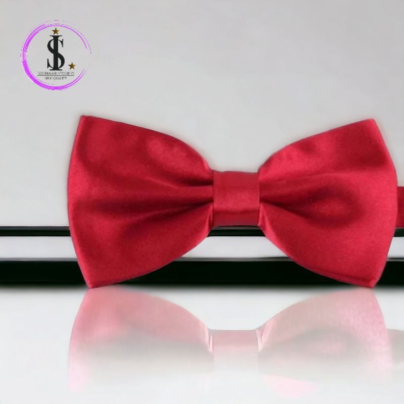 Dasi Pria Kupu Kupu Satin Polos Premium Polyester Merah Maroon/Maroon Tua/Merah Terang
