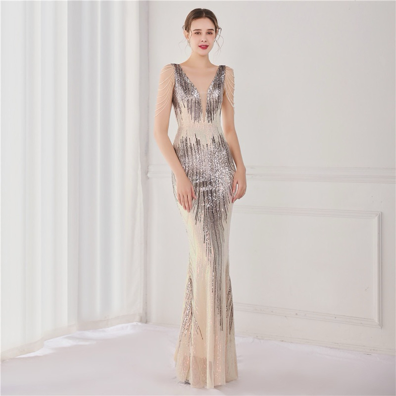 Alita Gaun Pesta Mewah Sexy Luxury Party Photoshoot Dress Sequin Gown