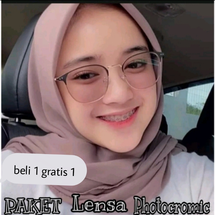 Kacamata Fashion Wanita Photocromic Minus Wanita Anti Radiasi Bluecromic Korean Style Lensa Kacamata