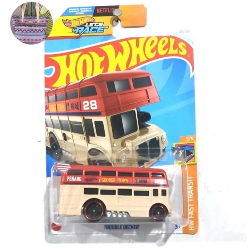 Hot Wheels Trouble Decker Penang bus bis tingkat