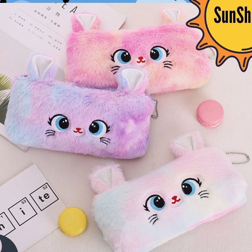 

Gila Sunshine Fancy Kotak Pensil Bahan Beludru Berbulu Halus Cute Pencil Case