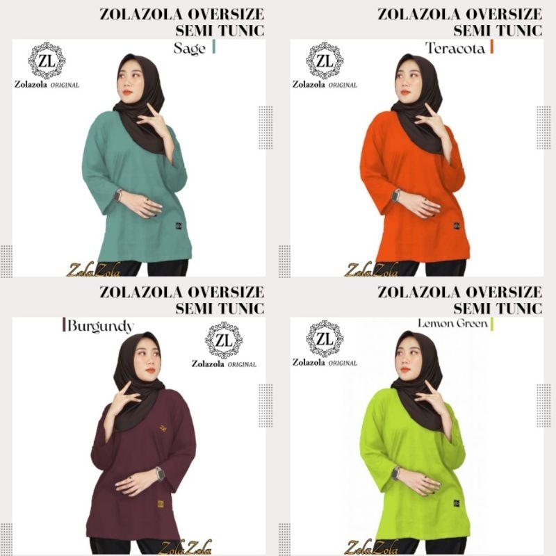 Kaos Wanita Hijab Semi Tunic Oversize Lengan 7/8 (Bahan Katun Combed 24s/Premium/Original)