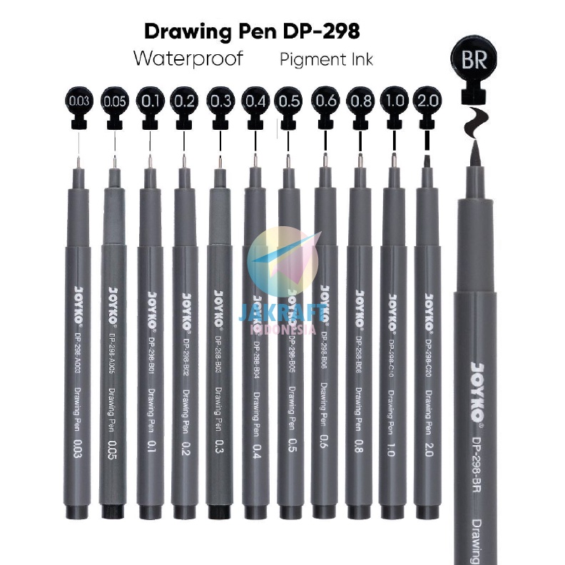 

SPESIAL Drawing Pen JOYKO DP298 Tinta Pigment Anti Air Koleksi Semua Ukuran All Size Lengkap