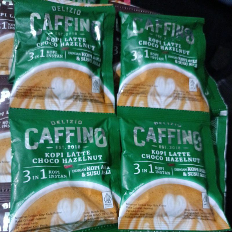 

Caffino 3 in 1 Kopi Latte Choco Hazelnut 1 karton isi 20 renteng