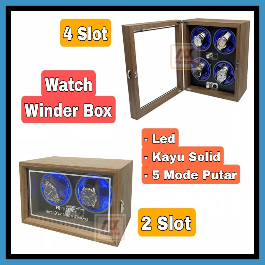 MH - kotak jam tangan otomatis winder box 2 slot premium box watch SKW142