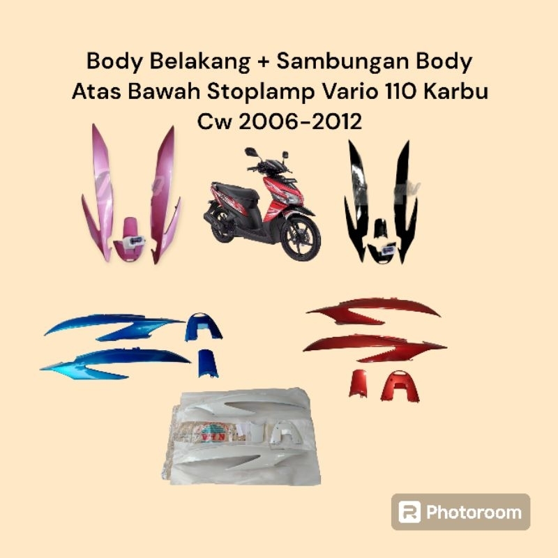 Original Body Belakang + sambungan body atas bawah stop lamp Vario 110 Karbu tahun CW 2006-2012 + Bu
