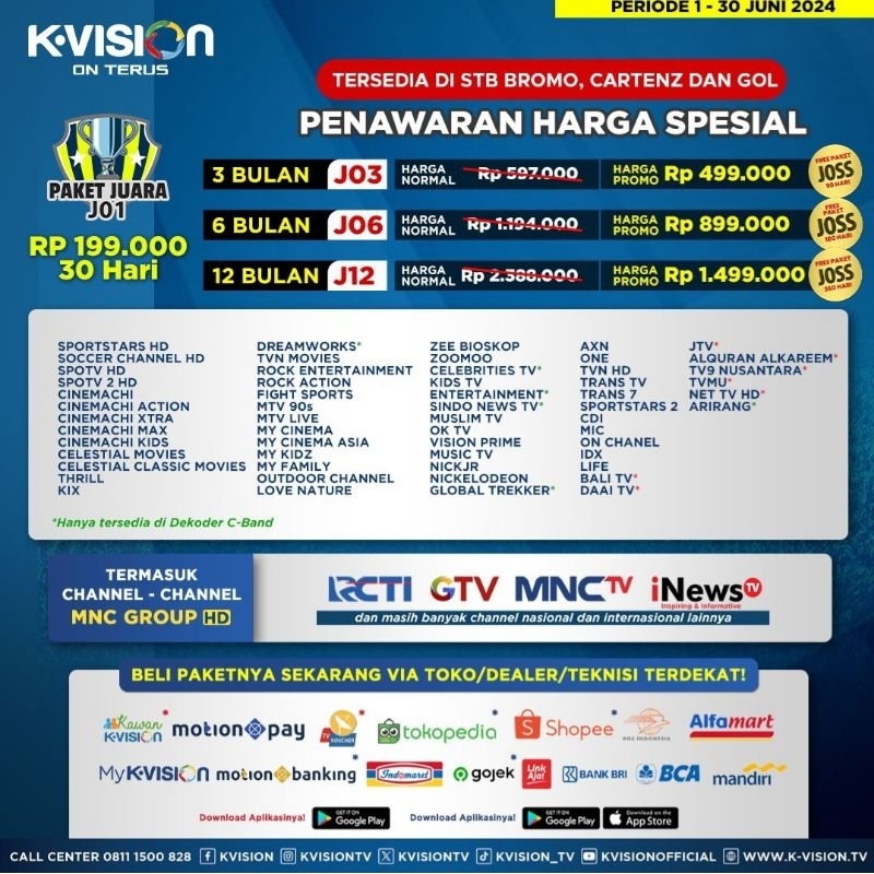 Paket JUARA J01 Kvision dan Receiver GOL 12 Bulan