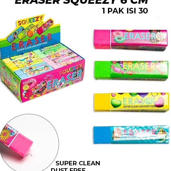 

1pak3pc PENGHAPUS PENSIL ERASER WARNA WARNI HAPUSAN KARET PANJANG