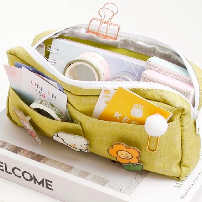 

HJ6 Tempat pensil Kotak pensil lucu Cute large capacity canvas pencil case Tas Pena Kapasitas Besar Ins Jepang SMP anak Bernilai Tinggi Siswa Kotak Alat Tulis In Trendi Gadis Tas Alat Tulis