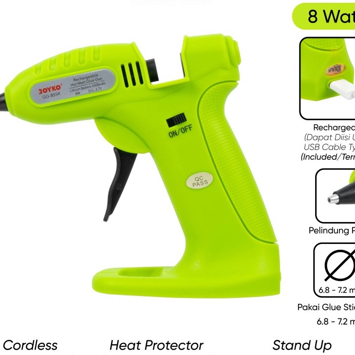 

Eksklusif Rechargeable Glue Gun JOYKO GG855R Lem Tembak Cordless Tanpa Kabel Cas Ulang