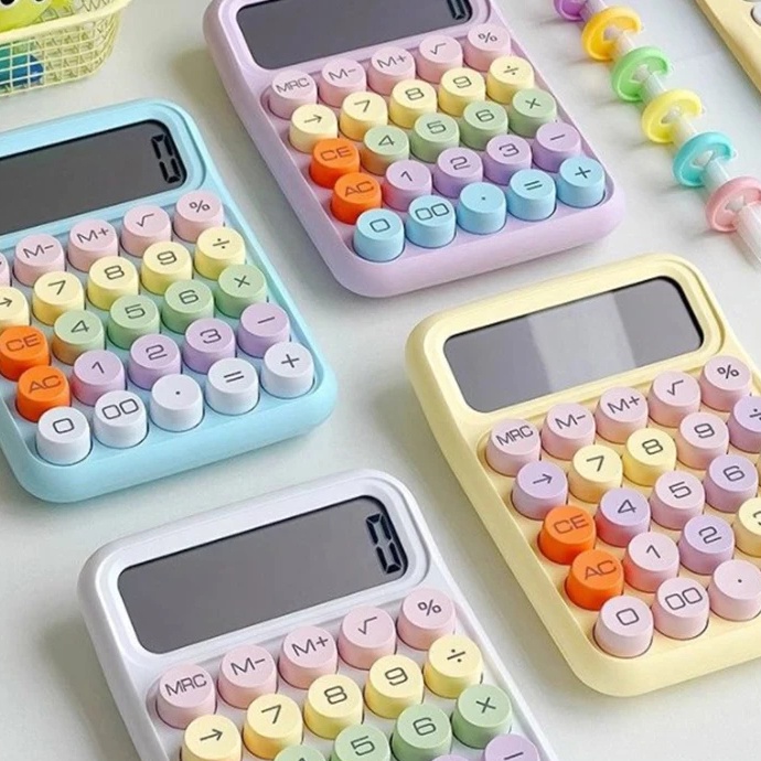 

FG2 FREE BATERAI Kalkulator 12digit KINCIZEN KC 817Calculator Kawaii Bulat rainbow Korea kartun warna pastel keyboard Elektronik Desktop matematika pembelajaran finansial dan akuntan sekolah kantor murah unik lucu