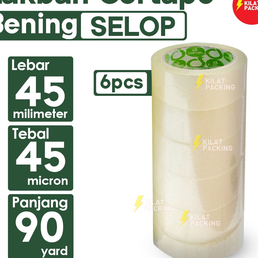 

FG2 Lakban Cortape Bening 45 mm x 9 yard Ekonomis Termurah 1 Selop