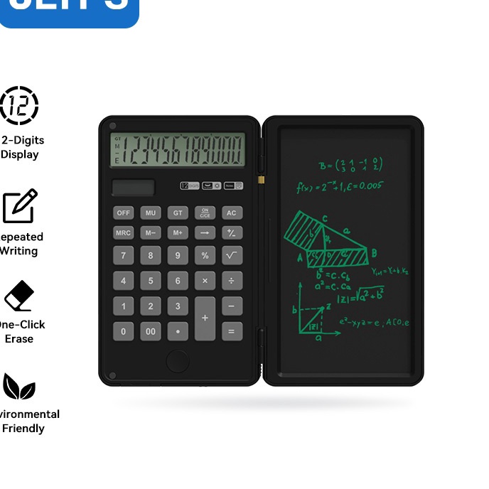 

Terbatas OLYPS Kalkulator Foldable Scientific Calculator 12Digit with Erasable LCD Writing Pad