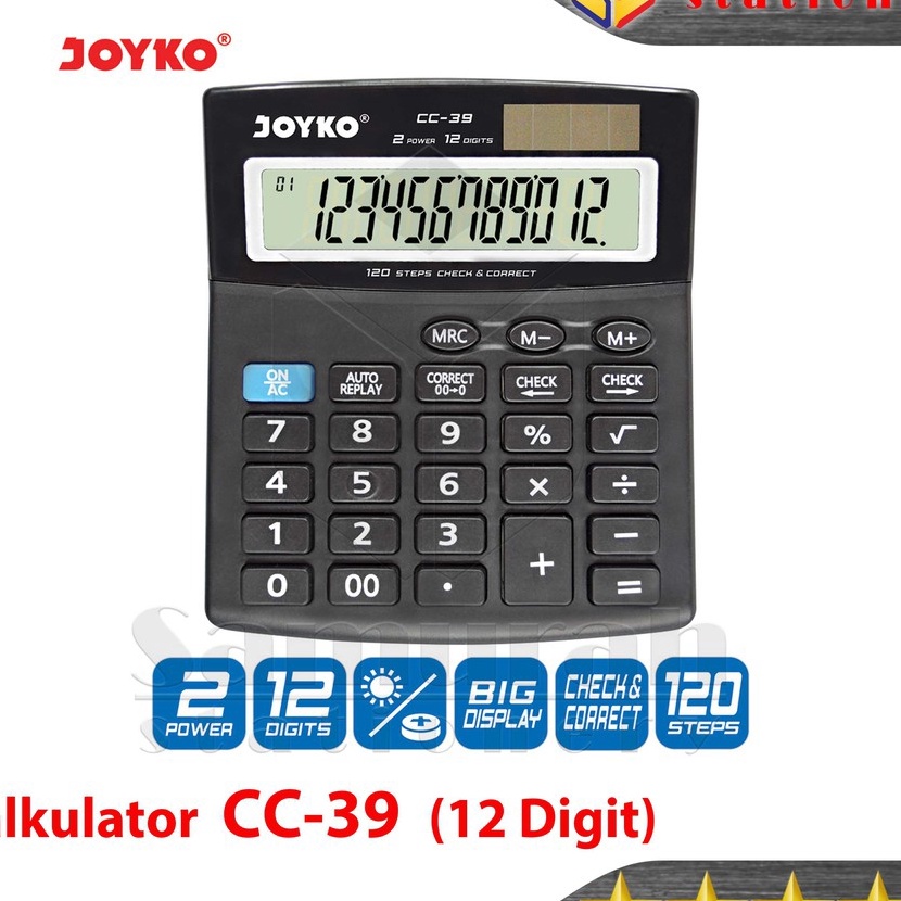 

HJ6 Kalkulator Meja Joyko CC 39 Mesin Hitung CC39 Calculator 12 Digit Check Correct Big Display