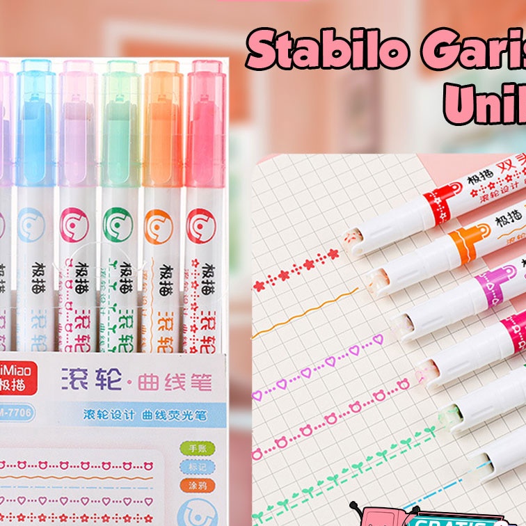 

Promo 6 PCS Colorful Stamp line marker set Spidol gambar garis warna cute