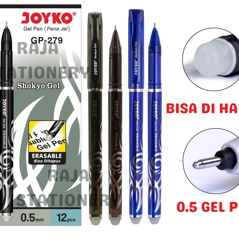 

HJ6 JOYKO ERASABLE GEL PEN HITAM BIRU PULPEN PEN BISA DIHAPUS JOYKO LUSIN GP279 12PCS