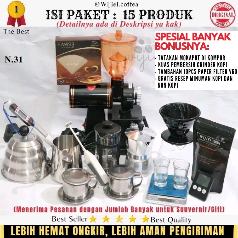 PAKET ALAT KOPI USAHA KEDAI KOPI - MESIN GRINDER KOPI - ALAT KOPI - SET ALAT  WARKOP - WIJIEL COFFEA