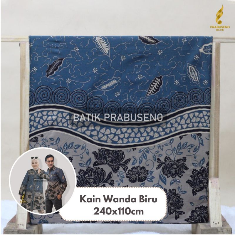 WANDA BIRU Kain Bahan Batik Solo Katun Prabuseno Premium Modern Warna Meteran Print Printing Motif E
