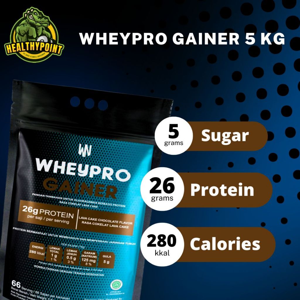 Whey Pro Protein Gainer 5 Kg WheyPro Nutrition Weight Gain Mass Susu Fitness Penambah Berat Badan BP