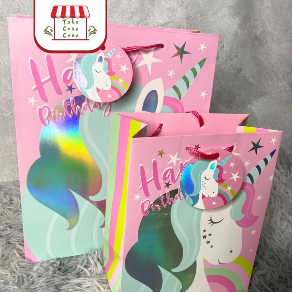 

TCC Paperbag Unicorn Hologram Tag Paperbag kado kantong goodie bag kantong hampers