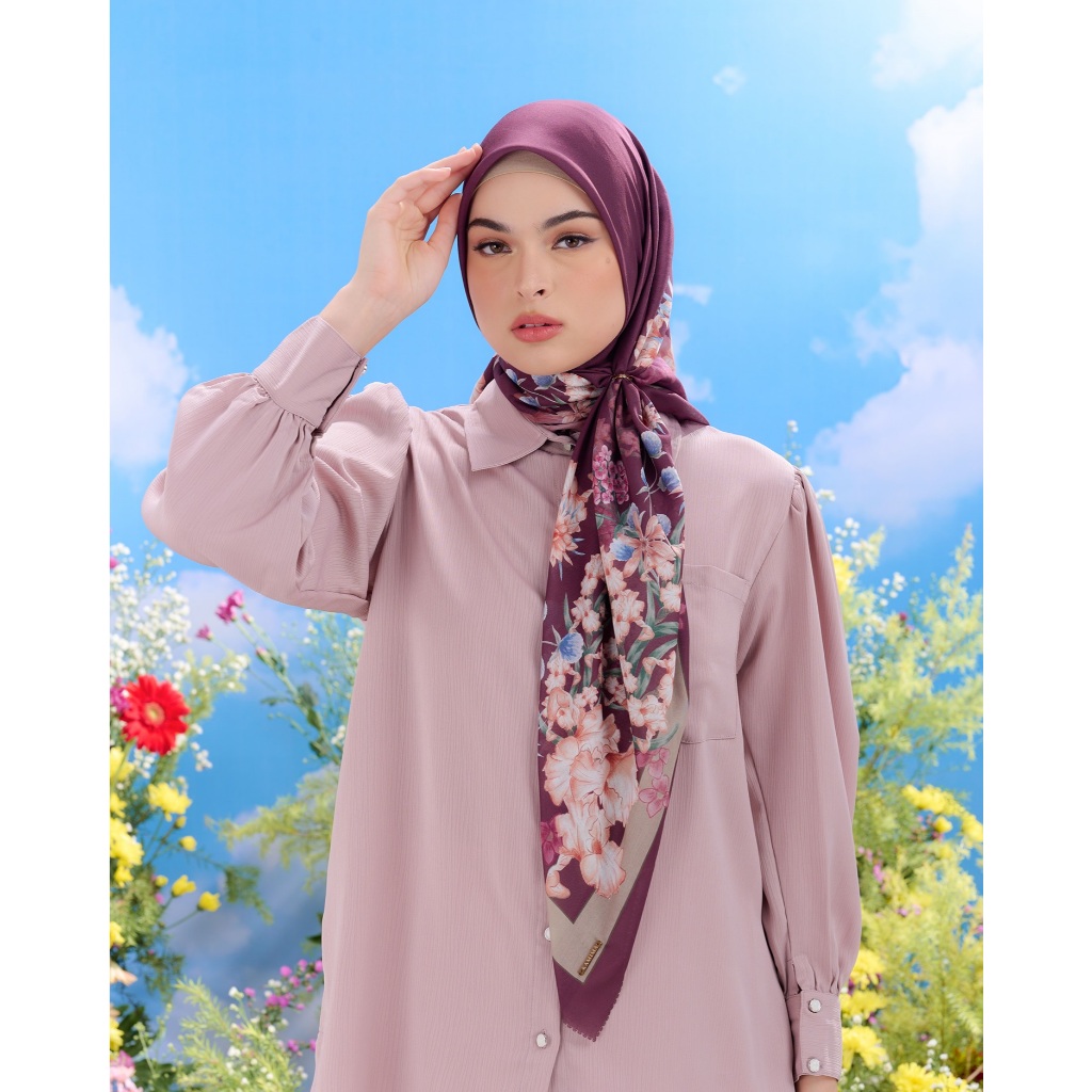 Kamima - Dahlia Scarf - Maroon - Hijab Segi Empat Motif Premium