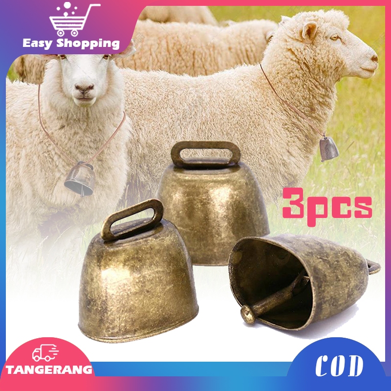 3pcs Klontongan Sapi Antik Bel Sapi Lonceng Sapi Lonceng Kambing Lonceng Kalung Sapi