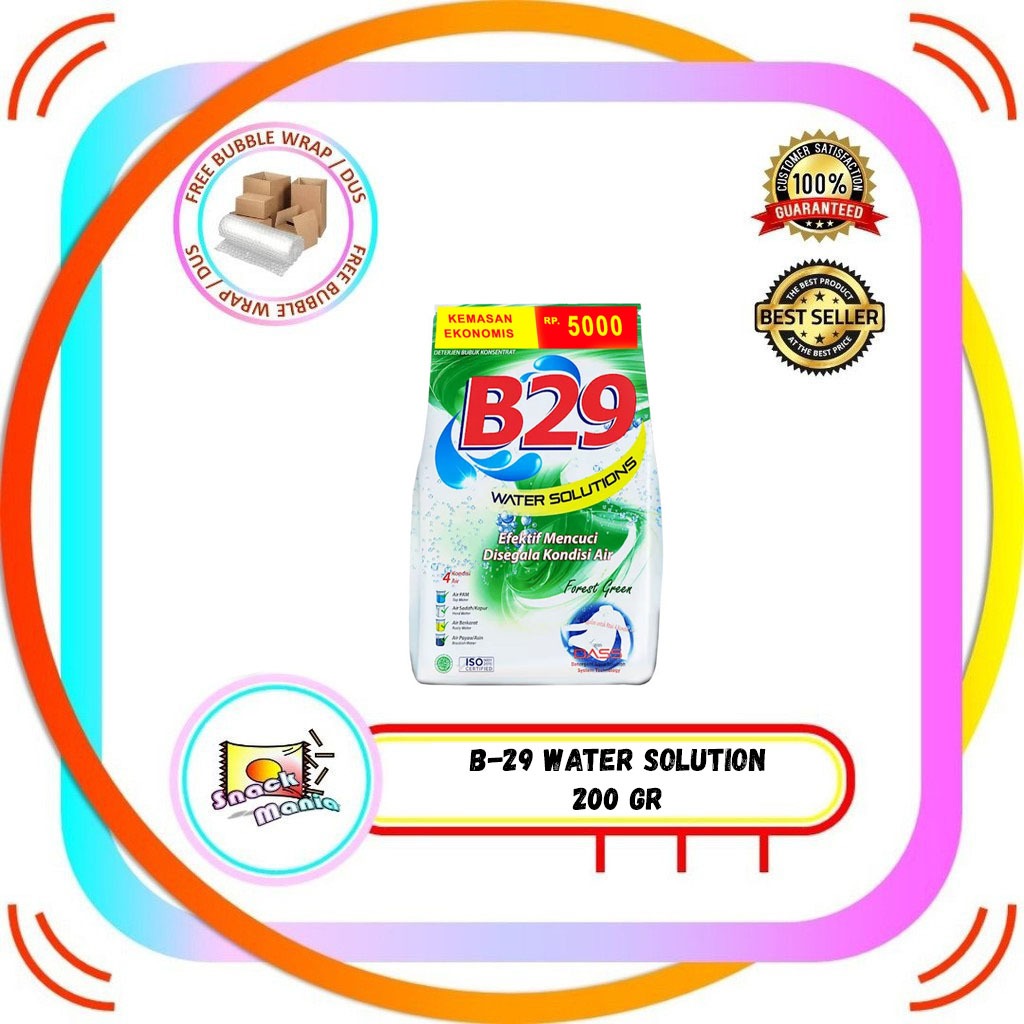 B29 Deterjen B-29 Sabun Bubuk Water Solution Green 200 gr Detergen