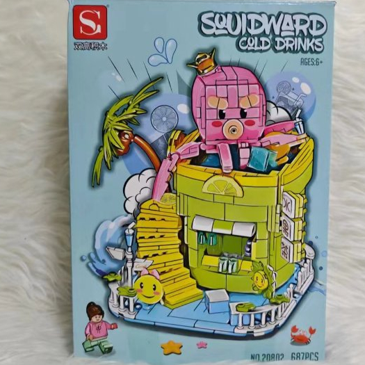 Bricks Block S Squidward cold drinks toko bangunan anak mainan toys
