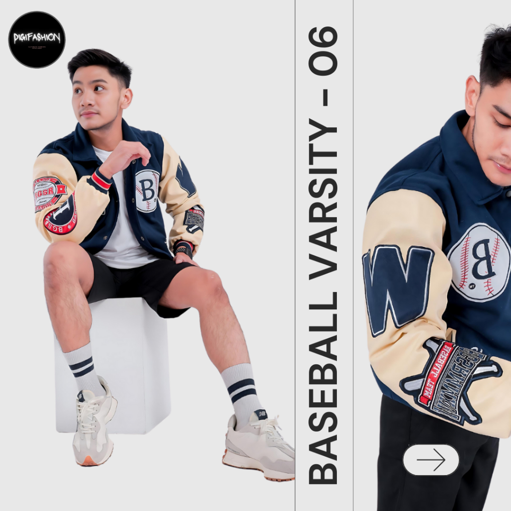 BASEBALL - Jaket Varsity Vintage Jacket Windbreaker Bordir Tebal Kulit Premium