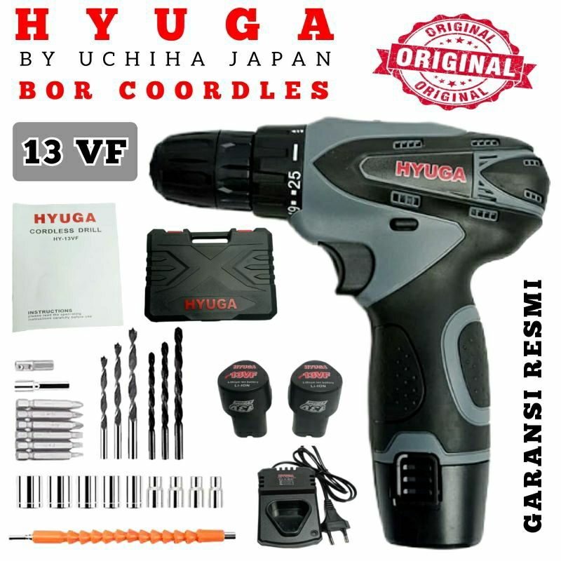 Mesin Bor Baterai Cordless 13vf 25torsi Uchiha Tembok Besi Kayu