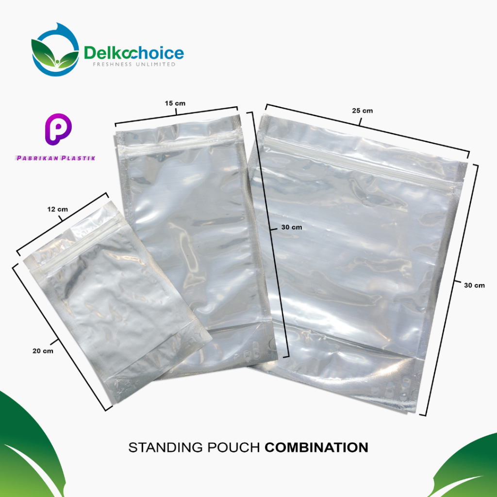 Standing Pouch Alumunium Clear Metalize Foil Ziplock Plastik Klip Sealer Kemasan Makanan Harga Ecera