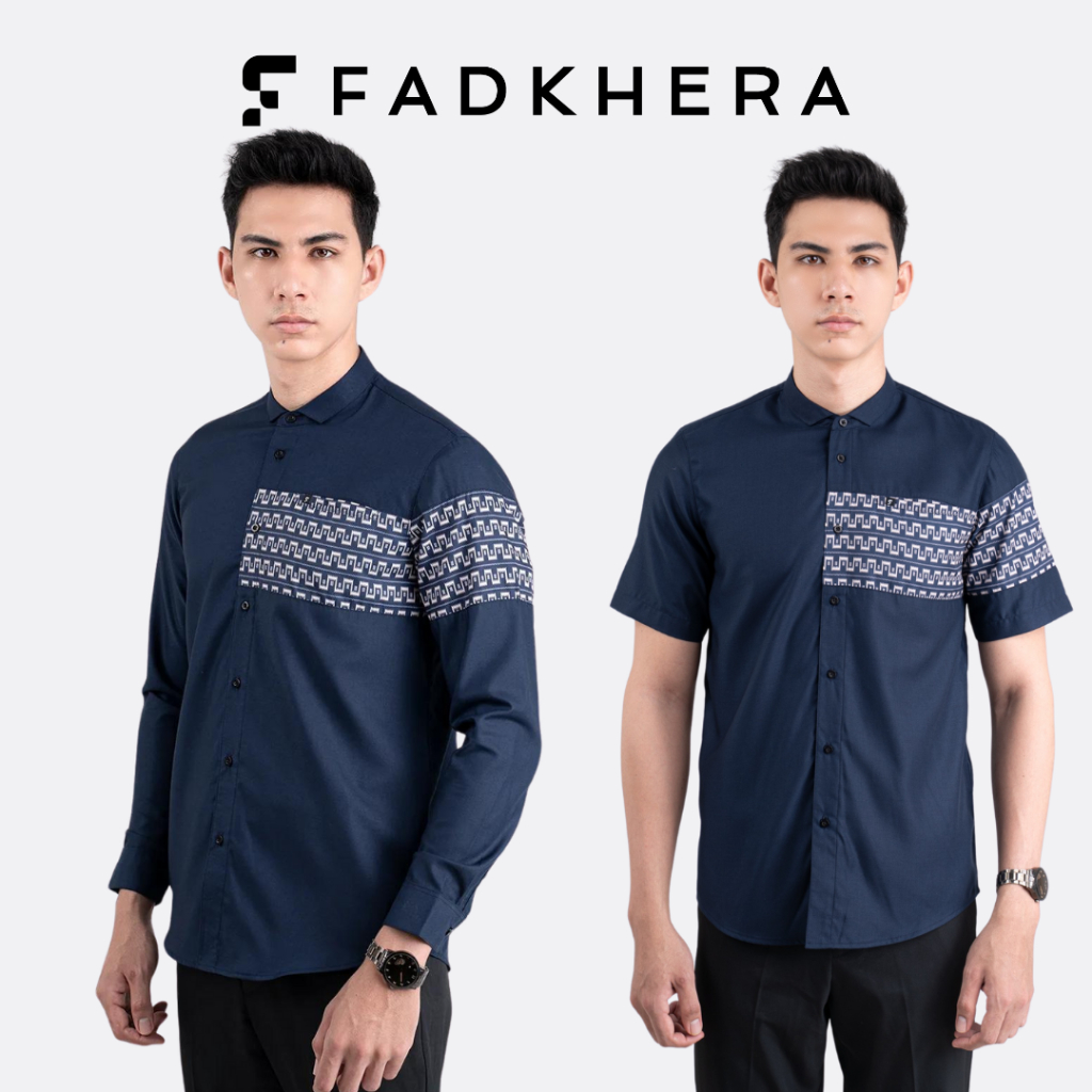FADKHERA DZIMAR | Fadkhera Official Store Original Dzimar Baju Koko Muslim Pria Navy Bermotif