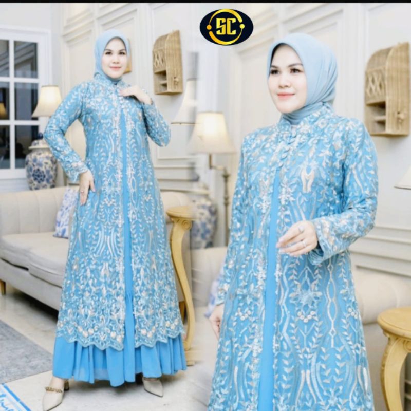 DRESS WANITA SERAGAMAN PESTA MODEL TERBARU SUPER MEWAH TERLARIS/GAMIS BROKAT IMPORT PREMIUM